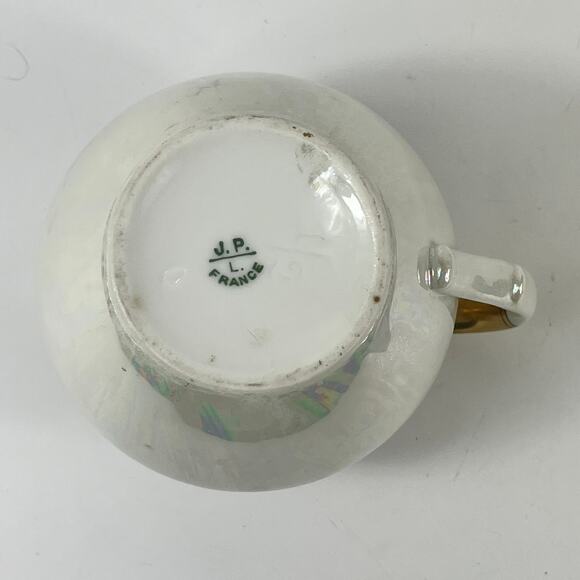 Antique Jean Pouyat Limoges Pitcher 4" Art Deco Glazed Pearlescent 1900s Gold - Picture 5 of 12